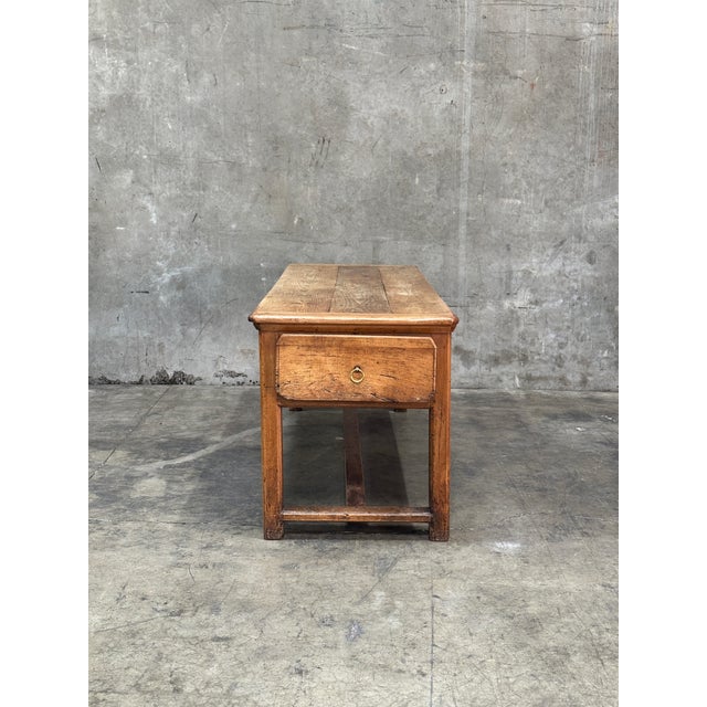 19th C French Draper’s Table Farmhouse Harvest Work Table 83” For Sale - Image 16 of 16