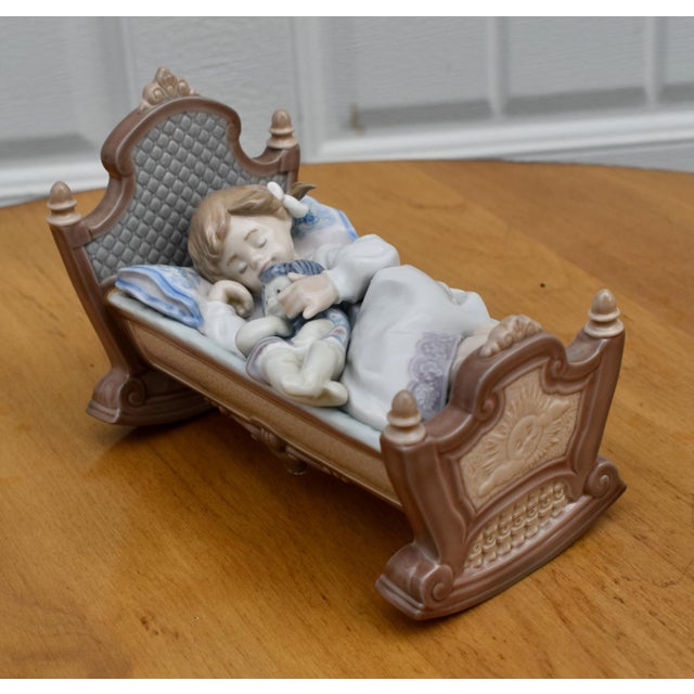 Brown Lladro Porcelain Figurine #5717 Rock a Bye Baby Vintage Retired For Sale - Image 8 of 16