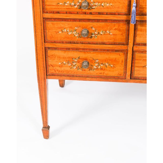 Antique English Late Victorian Sheraton Revival Satin Wood Bureau, 19th Century For Sale - Image 11 of 18