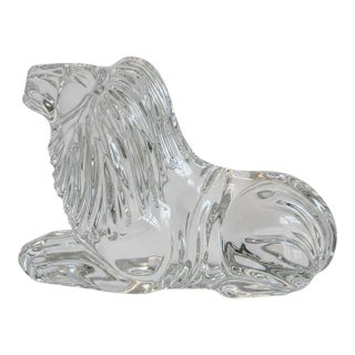 Waterford Crystal Lion Figurine Sculpture-Irish Art Glass-Paperweight-Office-Leo For Sale
