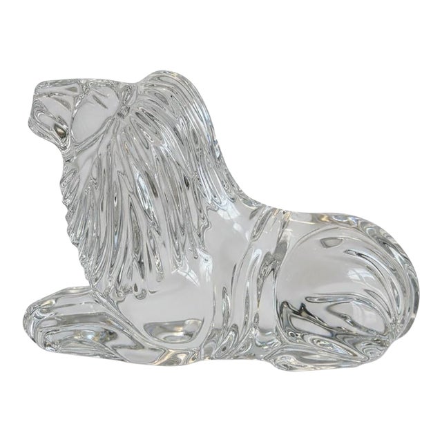 Waterford Crystal Lion Figurine Sculpture-Irish Art Glass-Paperweight-Office-Leo For Sale
