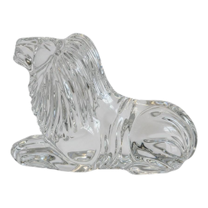Waterford Crystal Lion Figurine Sculpture-Irish Art Glass-Paperweight-Office-Leo