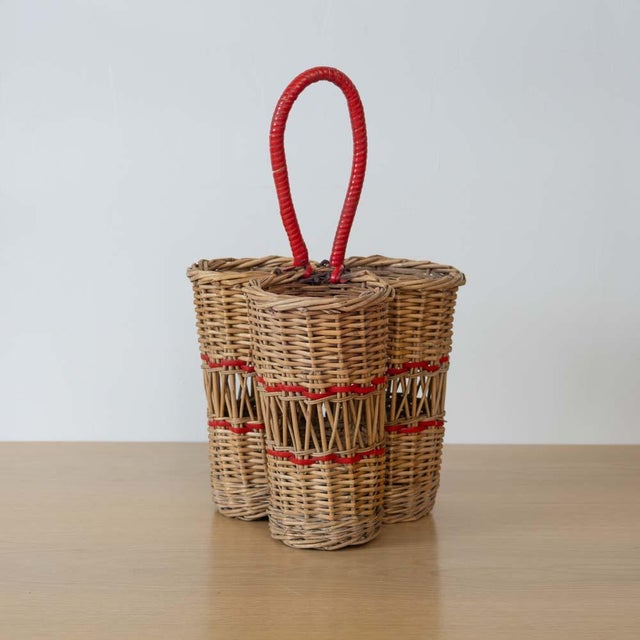 1950s 1950s French Wicker Wine Bottle Holder For Sale - Image 5 of 13