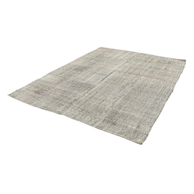 Mid-Century Modern Mid 20th Century Vintage Gray Modern Kilim Rug For Sale - Image 3 of 7