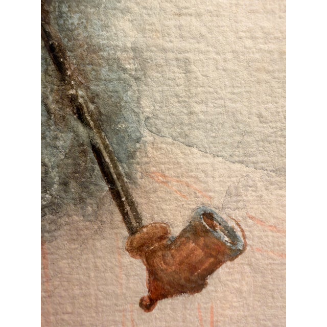 Augusto Moriani (Italian, 1854–1913) Watercolor Portrait of Bearded Man With Pipe, Framed For Sale - Image 11 of 12