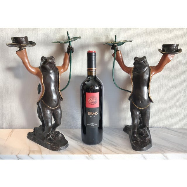 Armor Bronze Pair Candlesticks Bronze For Sale - Image 4 of 18