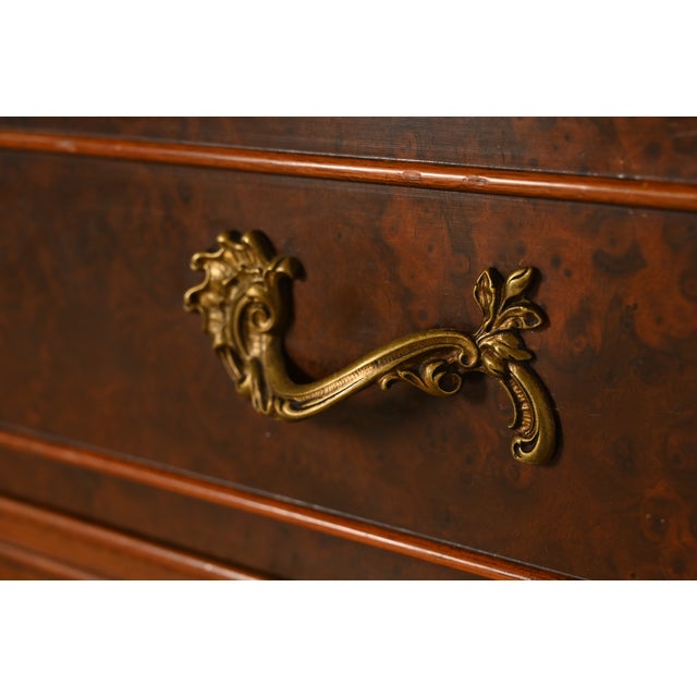 Romweber French Provincial Louis XV Carved Walnut and Burl Wood Breakfront Bookcase Cabinet, Circa 1930s For Sale - Image 11 of 18