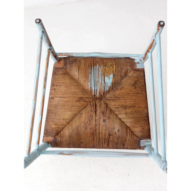 Vintage Painted Ladder Back Chair With Rush Seat For Sale - Image 13 of 13