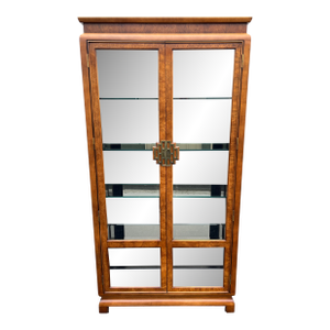 Raymond Sobota for Century Chin Hua Burlwood Illuminated Display Cabinet