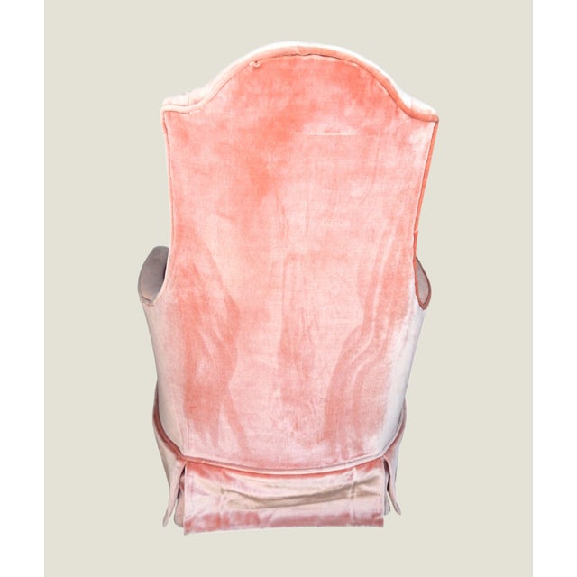 Textile 1970's Kingsley Furniture Velvet High Back Armchair For Sale - Image 7 of 9