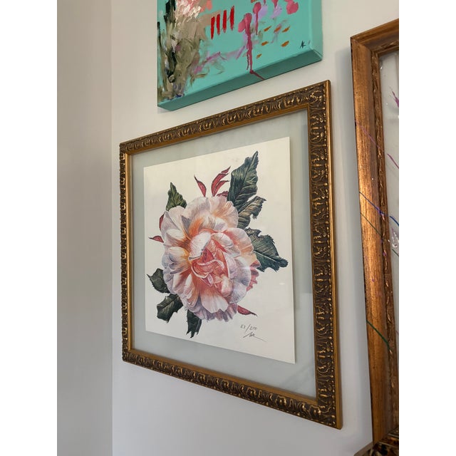Rare Vintage Fred Hollis Nall Rose Giclee, Numbered, Framed, and Signed by the Artist For Sale - Image 4 of 4