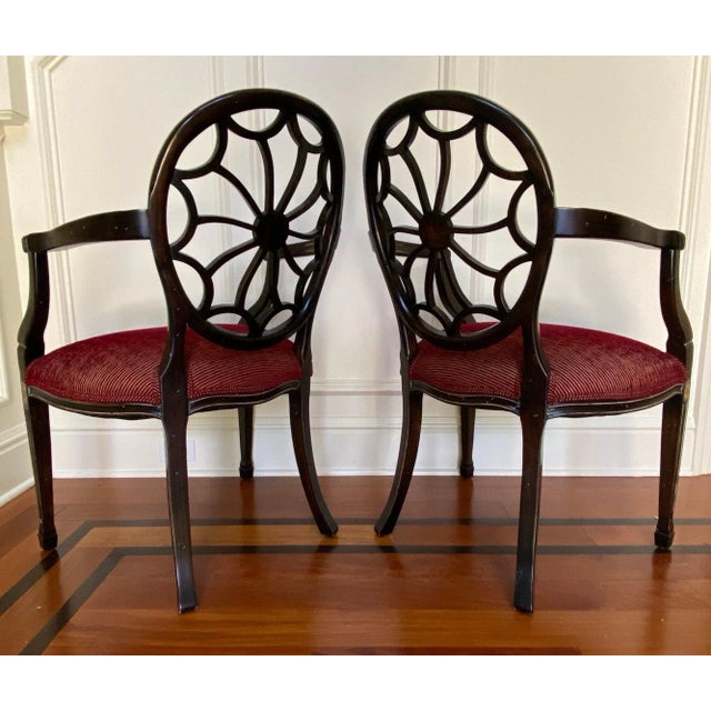 Late 20th Century Late 20th Century Vintage Spider-Back Arm Chairs - A Pair For Sale - Image 5 of 12
