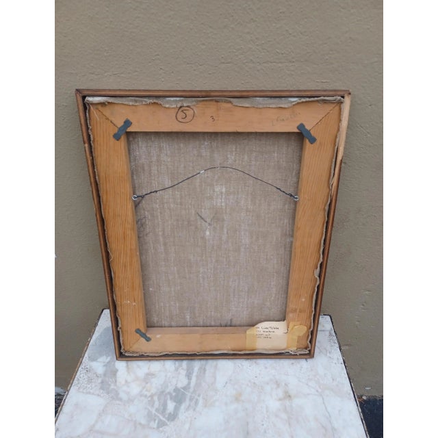 Mid-Century Modern Vintage Mid 20th Century Oil Painting of Woman on Stool For Sale - Image 3 of 4