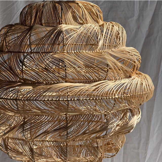 Rattan Spherical Shape Pendant Light, 1980s For Sale - Image 9 of 11