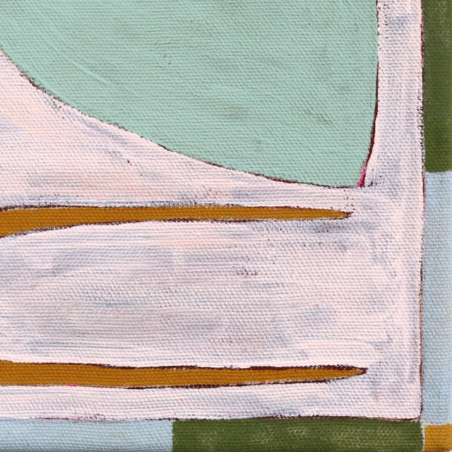 Textile Rule of Threes - Small Green Abstract Botanical Mixed Media Painting on Raw Canvas by Meredith Walker For Sale - Image 7 of 9