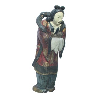 Antique Wooden and Polychromed Japanese Secret Christian Sign/Marker For Sale