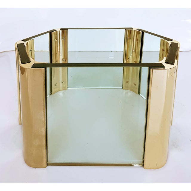 1960s 1960s Elongated Hexogonal Leon Rosen Pace Coffee Table in Brass and Glass For Sale - Image 5 of 6