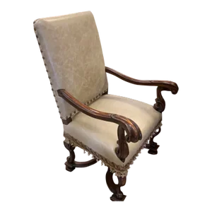 18c Style Alfonso Marina Ebanista Spanish Colonial Chair W Leather Armorial Crest