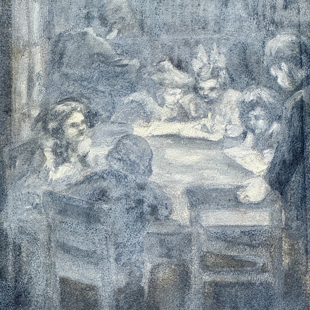 American Original Vintage C. A. Gage Oil on Board Painting "In the Children's Room", Chicago For Sale - Image 3 of 10