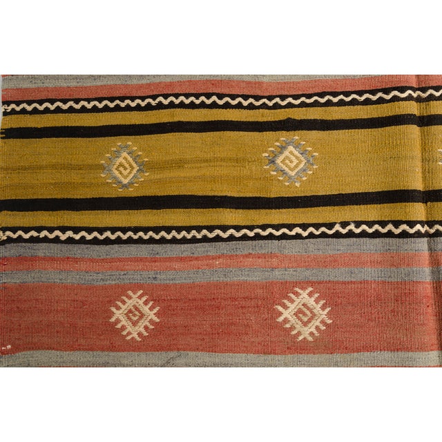 Textile Mid 20th Century Geometric Medallion Flatweave Kilim For Sale - Image 7 of 10