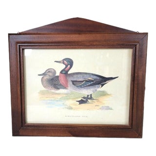 Vintage Italian Wood Wall Cabinet With Bimaculated Duck Print & Key Hooks For Sale