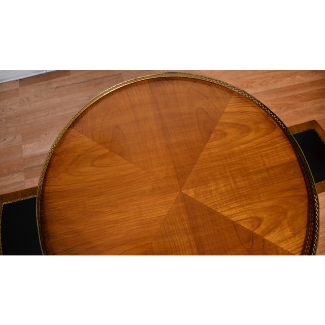 1930s French Louis XVI Style Walnut Coffee Accent Table Brass Gallery Railing For Sale - Image 13 of 14