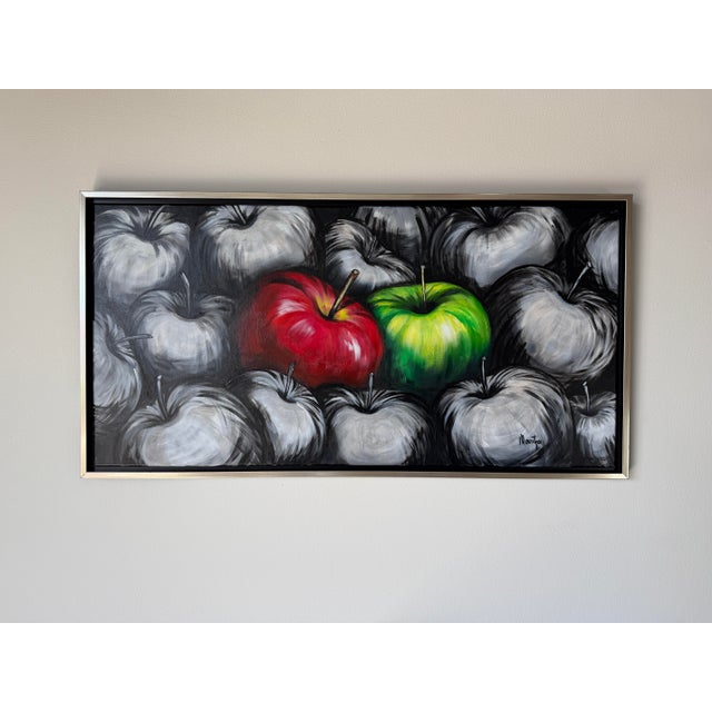 Modern Maritza Still Life Apples Acrylic on Canvas Painting, Framed For Sale In Miami - Image 6 of 12