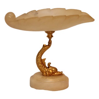 Footed Vase Gold Dolphin Decor, 1950s For Sale