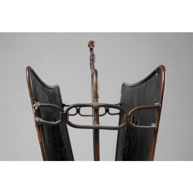 Goldenrod Mid-Century Magazine Rack in Hammered Copper, France, 1890s For Sale - Image 8 of 11