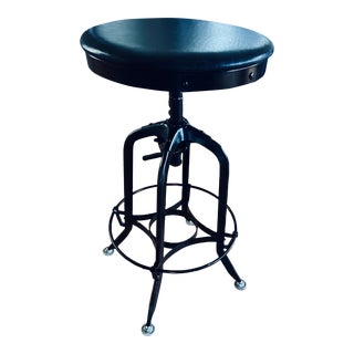 Restoration Hardware Toledo 1940s Leather Stool For Sale