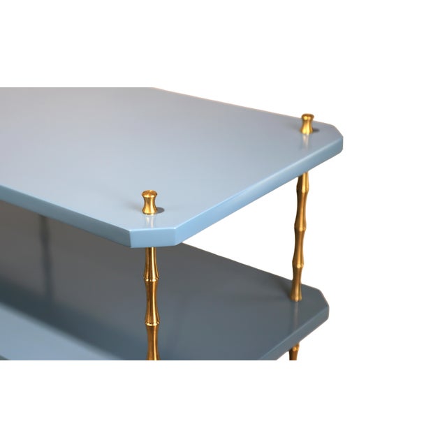 Vintage Navy Blue Lacquered Brass Three-Tier Console Table For Sale In New York - Image 6 of 11