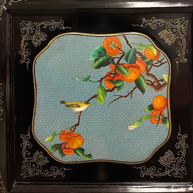 Early 20th Century Chinese Folding Screen/Room Divider With Cloisonne Panels For Sale - Image 10 of 18