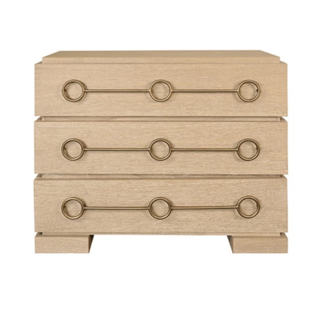Matthew Izzo Home Roderick Cerused Oak Three Drawer Chest With Brass Accents For Sale - Image 9 of 9