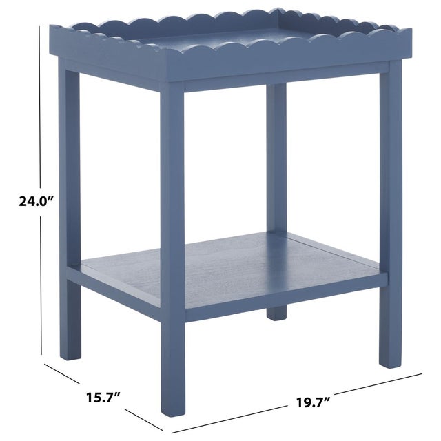 Contemporary Starlyn Scalloped Accent Table in Blue For Sale - Image 3 of 8