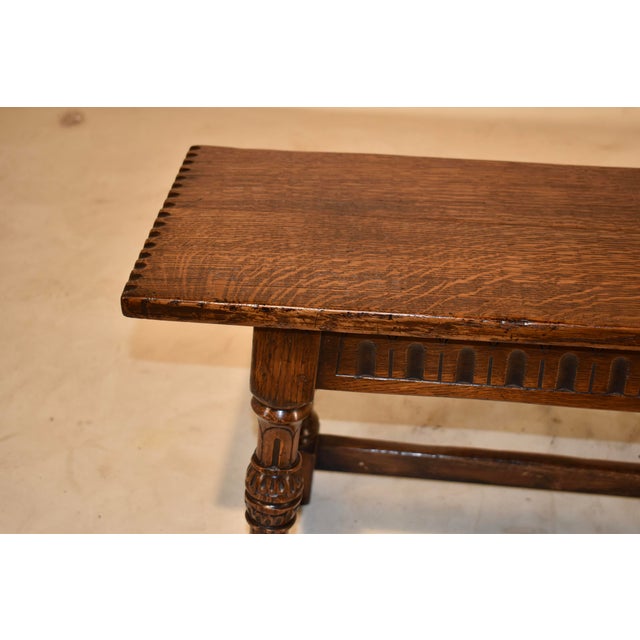 Brown Edwardian Oak Joint Bench From England, Circa 1900 For Sale - Image 8 of 8