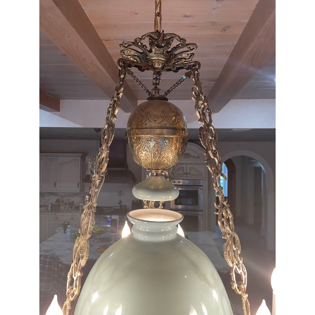1890's French Large Blue & Brass Chandelier For Sale - Image 11 of 13