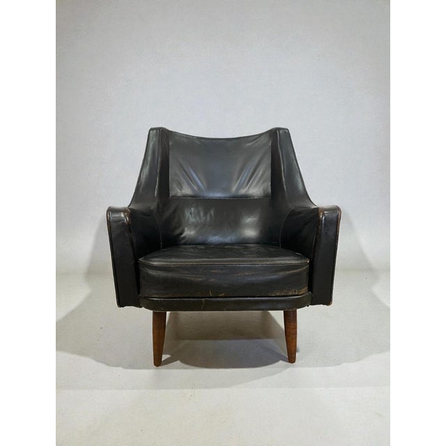 Black Leather Lounge Chairs attributed to Ib Kofod-Larsen, Denmark, 1960s, Set of 2 For Sale - Image 17 of 17