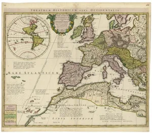 Antique Engraved Map of Europe with Inset of America, 1745