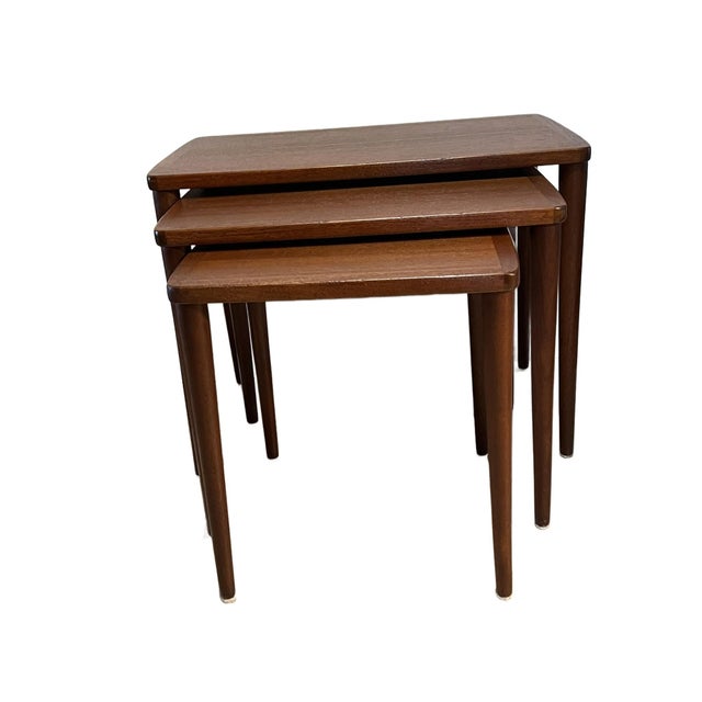 1960s 1960s Mid Century Modern Scandinavian Solid Teak Nesting Tables For Sale - Image 5 of 10
