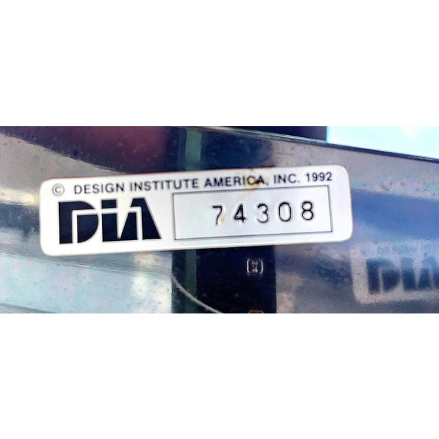 Metal Vintage 1992 Three Glass Tier Bar Cart in Nickel by Dia (Design Institute of America) For Sale - Image 7 of 7