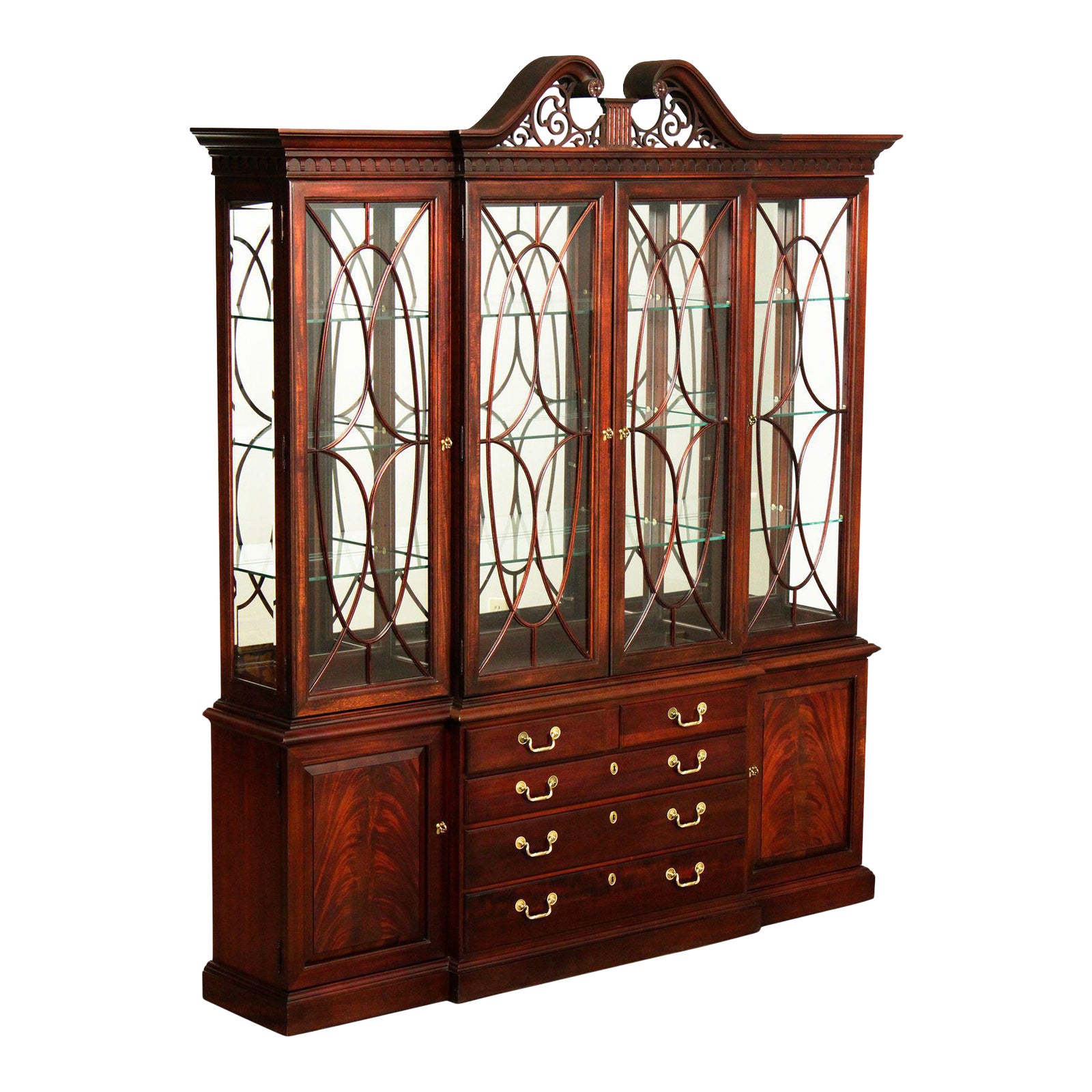 Thomasville Mahogany Collection Chippendale Style Breakfront China
