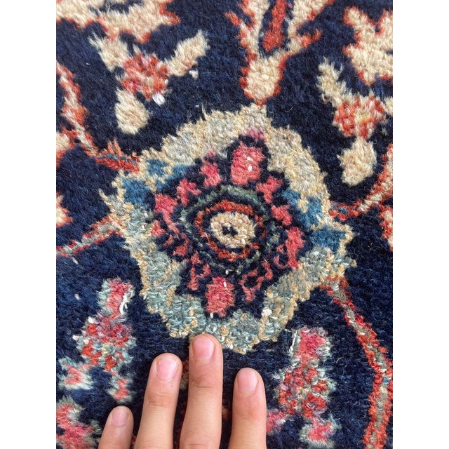 Persian Cotton-Candy Hydrangea with Protective Evil Eye Antique Bibikkibad Rug 8.7 x 11.9 For Sale - Image 3 of 14
