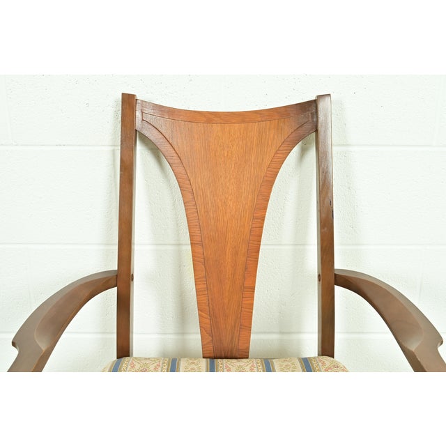 Wood Broyhill Brasilia Mid-Century Modern Sculpted Walnut Dining Chairs, Set of Six For Sale - Image 7 of 13