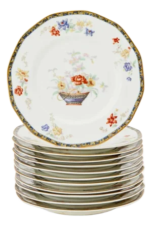 Limoges, Porcelain, Floral Design, Twelve Haviland Dinner Plates, Paris, 20th C.