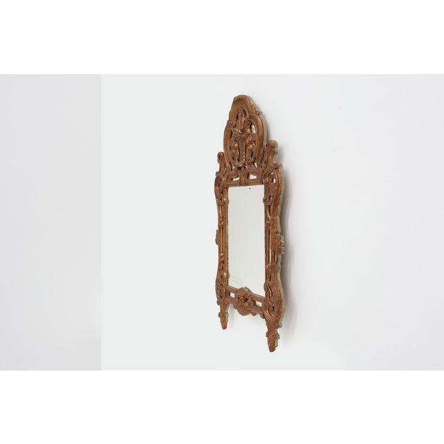 Rococo Louis XV Style Carved Giltwood Mirror with Floral Crest, France, 1700s For Sale - Image 3 of 11