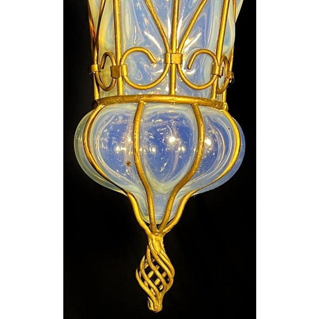 1950s CVenetian Opal Glass Lanterns and Sconce, Murano, 1950s, Set of 2 For Sale - Image 5 of 18