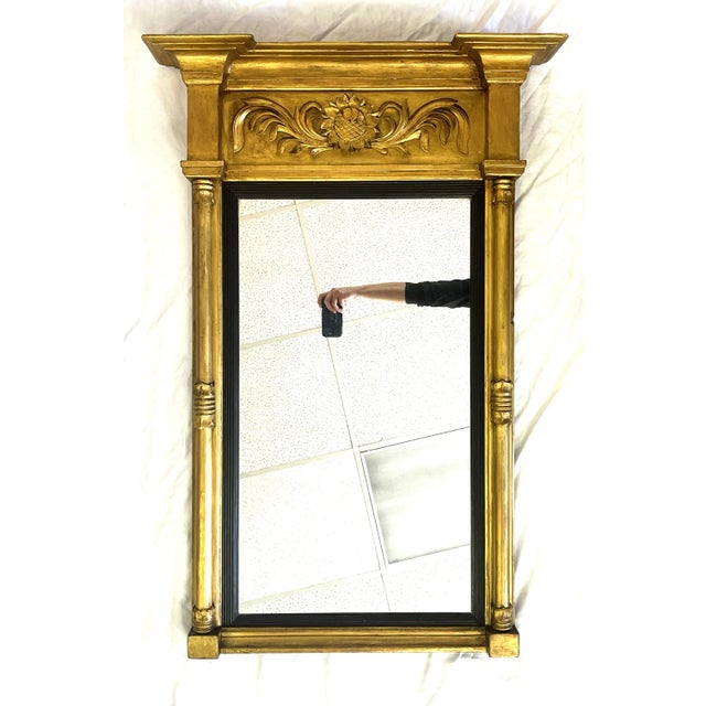 Early 20th Century Early 20th Century Italian Wood Pier Mirror With Sunflower Detail For Sale - Image 5 of 13