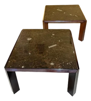 Fossil Stone Coffee Tables attributed to Ronald Schmitt, 1970s, Set of 2