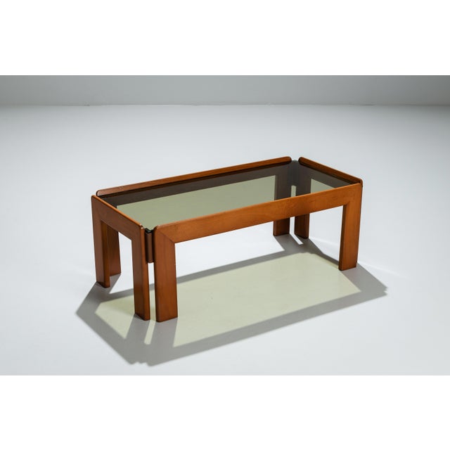 Vintage Coffee Table with Smoke Glass Top by Afra & Tobia Scarpa, 1970s For Sale - Image 12 of 12
