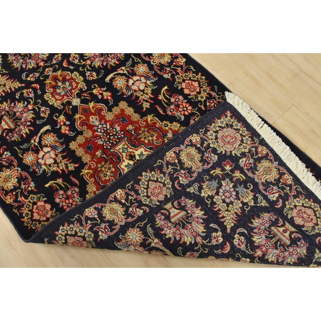 Qom Rug 2’7” X 4’9” Blue Wool Vintage Traditional Hand-Knotted Carpet For Sale - Image 9 of 10